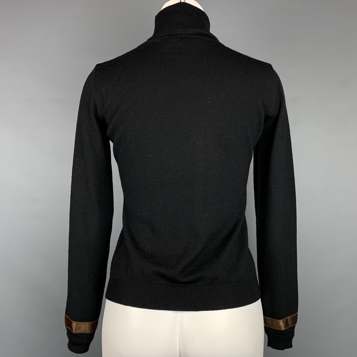 FABIANA FILIPPI Jersey de cuello alto de lana merino negro y marrón talla S