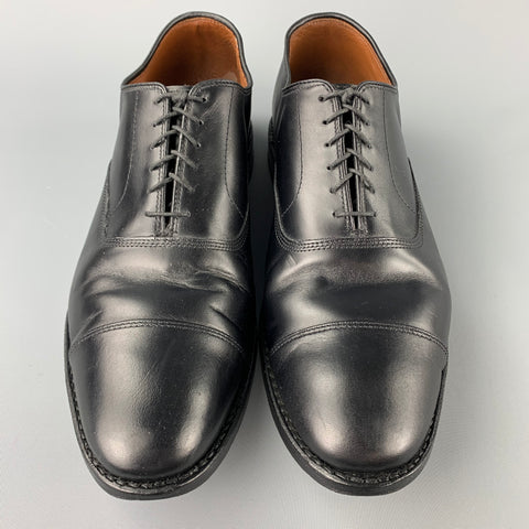 ALLEN EDMONDS Park Avenue Size 11.5 Black Leather Cap Toe Lace Up Shoes