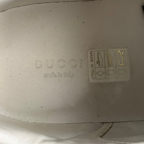 GUCCI Talla 10 Zapatillas bajas con cinta de cuero blanco, verde y rojo