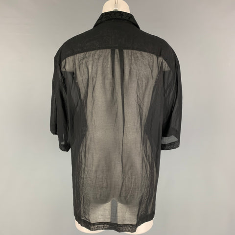 DRIES VAN NOTEN Size M Black Cotton Blend Payette Sequin Short Sleeve Shirt