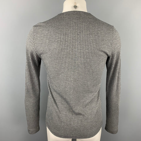 DOLCE & GABBANA Size XS Grey Ribbed Knit Buttoned Cardigan