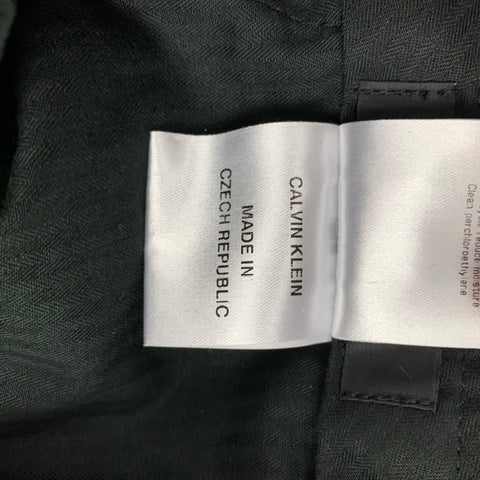 CALVIN KLEIN COLLECTION Size 32 Black & Grey Print Wool / Cotton Tuxedo Dress Pants