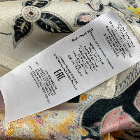 ETRO Size 2 Multi-Color Viscose Silk Floral 3/4 Sleeves Dress