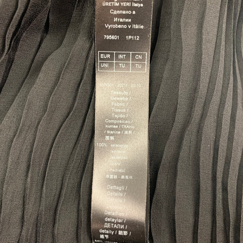 GIORGIO ARMANI Bufanda con botones texturizada de seda negra talla única