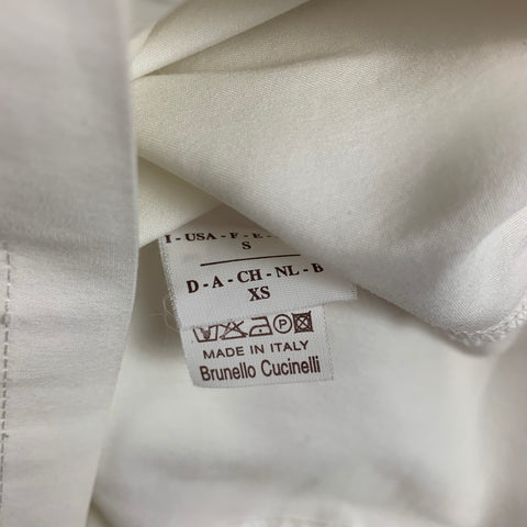 BRUNELLO CUCINELLI Taille S Haut décontracté en coton mélangé blanc et rouge