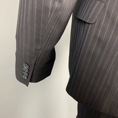 DOLCE & GABBANA Navy Stripe Size 36 Silk / Virgin Wool Notch Lapel Suit