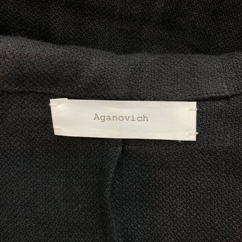AGANOVICH Chaqueta con botones de lino tejido negro talla XL