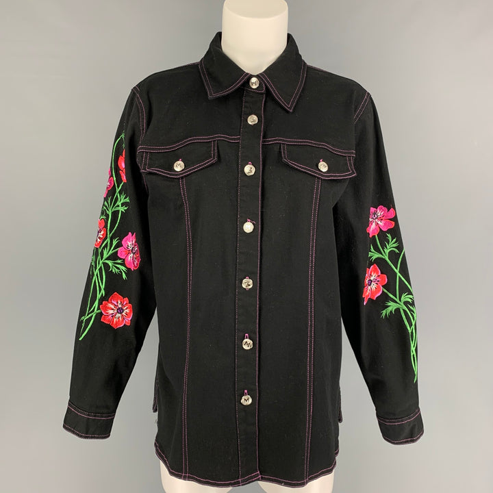 BOB MACKIE Size S Black Multi-Color Cotton Jacket