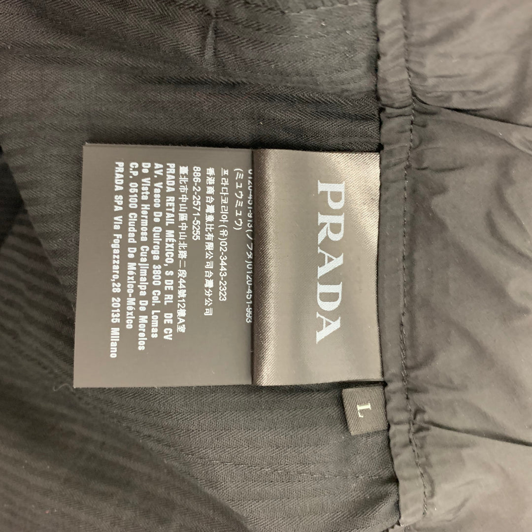 PRADA Size 42 Black Polyester Notch Lapel Suit