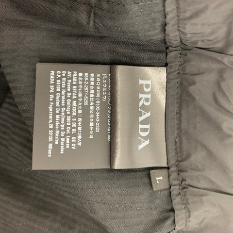 PRADA Size 42 Black Polyester Notch Lapel Suit