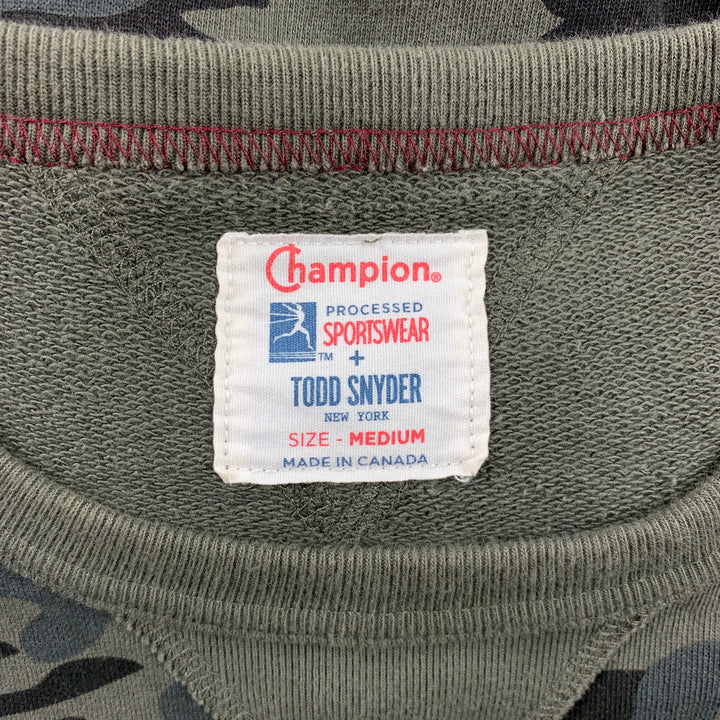 CHAMPION x TODD SNYDER Size M Olive Camouflage Cotton Crew-Neck Pullover