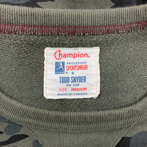 CHAMPION x TODD SNYDER Taille M Pull à col rond en coton camouflage olive