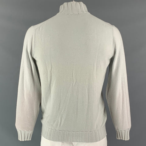 FIORONI Size XL Off White Cashmere Duvet Half Zip Pullover