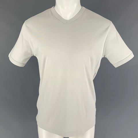 TED BAKER Size M Grey Cotton V-Neck T-shirt