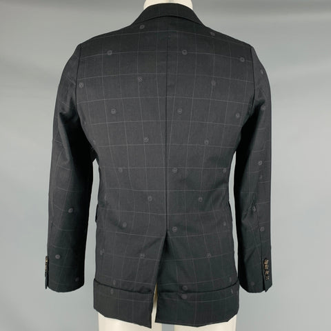 COMME des GARCONS Size S Black Grey Window Pane Wool Sport Coat