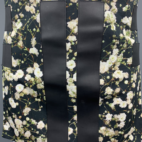 GIVENCHY Primavera 2015 Talla M Falda delantal de algodón floral negra