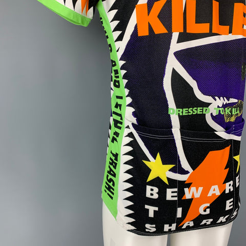 WALTER VAN BEIRENDONCK SS96 Size M Green Orange Sharks Jersey Bike Top