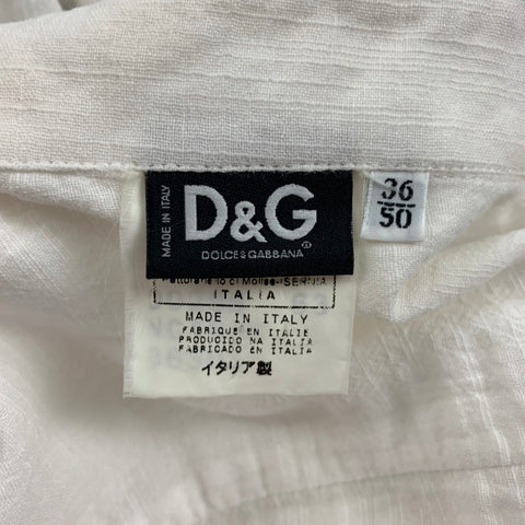D&G by DOLCE & GABBANA Size M White Embroidery Cotton Long Sleeve Shirt
