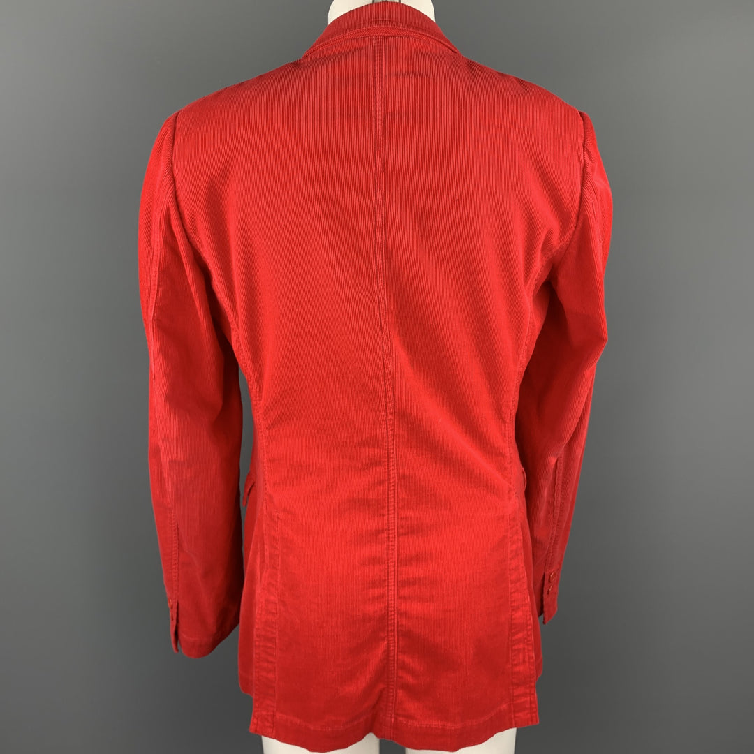 BURBERRY Size 40 Red Corduroy Notch Lapel Sport Coat