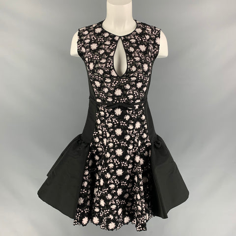 GIAMBATTISTA VALLI Size XS Black & White Silk Mixed Fabrics Cocktail Dress