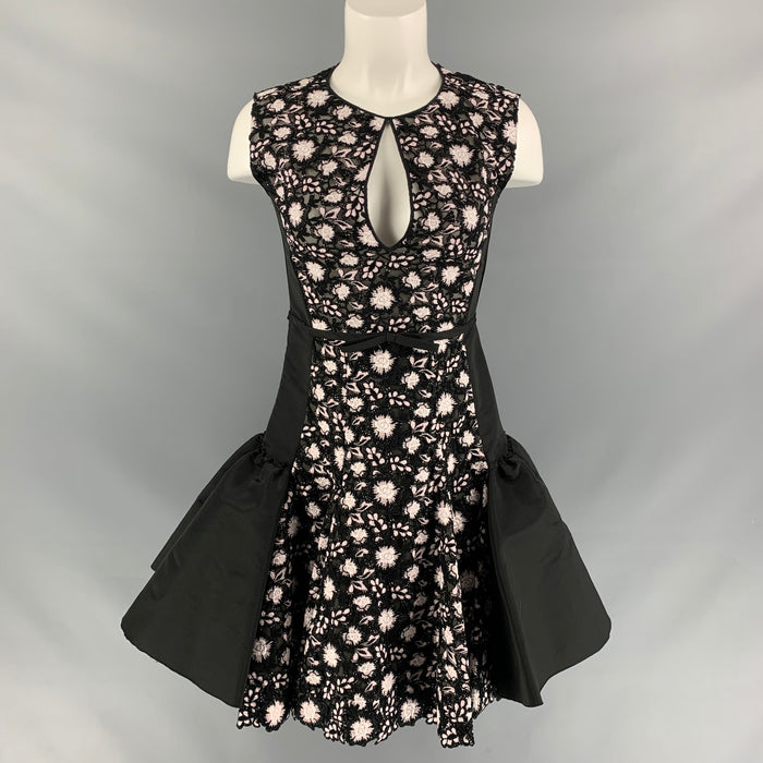 GIAMBATTISTA VALLI Size XS Black & White Silk Mixed Fabrics Cocktail Dress