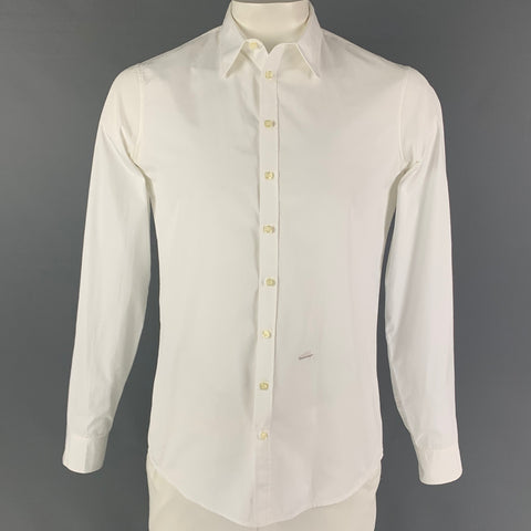 DSQUARED2 Size L White Cotton Button Down Long Sleeve Shirt