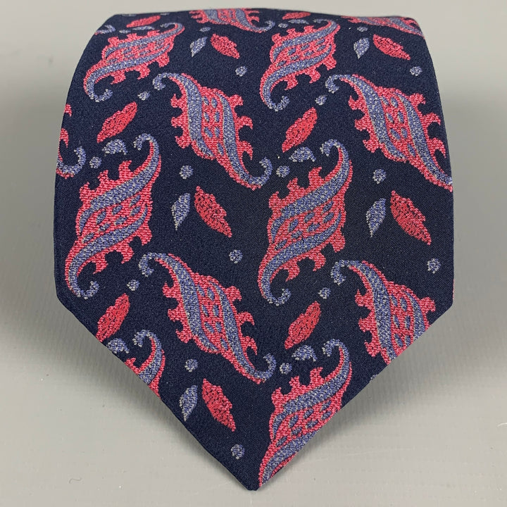 VALENTINO Navy Multi-Color Paisley Silk Tie