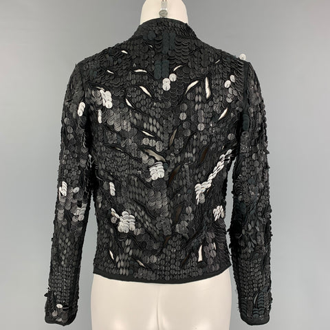 CECILIA DE BUCOURT Size S Black Cotton Beaded Leather Jacket
