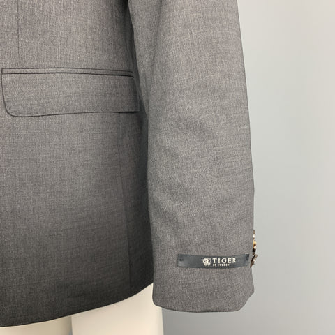 TIGER of SWEDEN 40 Regular Dark Gray Wool Blend Notch Lapel Sport Coat