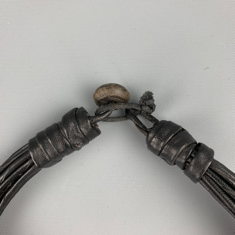 VINTAGE Dark Brown Woven Leather Choker Necklace