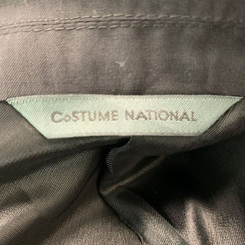 CoSTUME NATIONAL Talla 40 Abrigo deportivo con solapa de muesca de seda y lana lisa negra