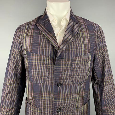 ENGINEERED GARMENTS Size M  Brown & Olive Plaid Cotton / Nylon Sport Coat