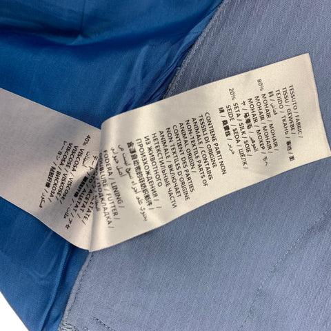 ALEXANDER MCQUEEN Size 38 Blue Mohair Silk Peak Lapel Suit