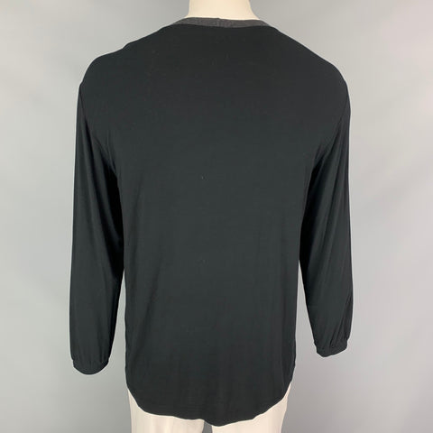 GIORGIO ARMANI Size XXL Black & Grey Crew-Neck Pullover