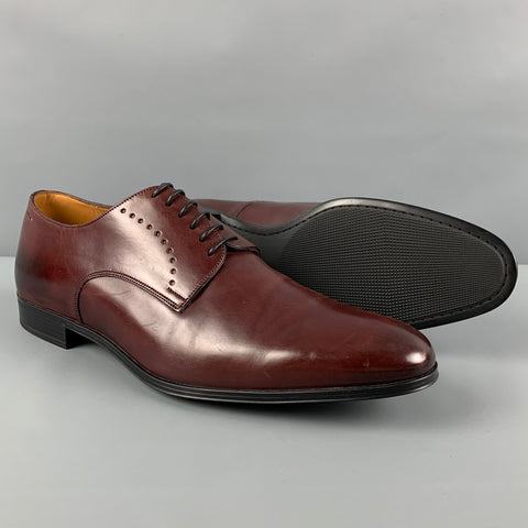 BALLY Size 11.5 Burgundy Leather Lace Up Shoes