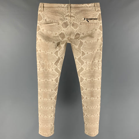 ROBERTO CAVALLI Size 31 Beige Animal Print Cotton Skinny Jeans