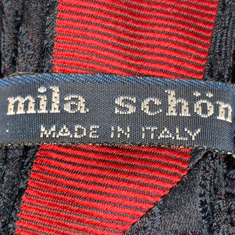 MILA SCHON Black Red Paisley Silk Tie