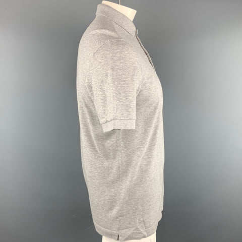 DOLCE & GABBANA Size M Gray Pique Buttoned Polo Shirt
