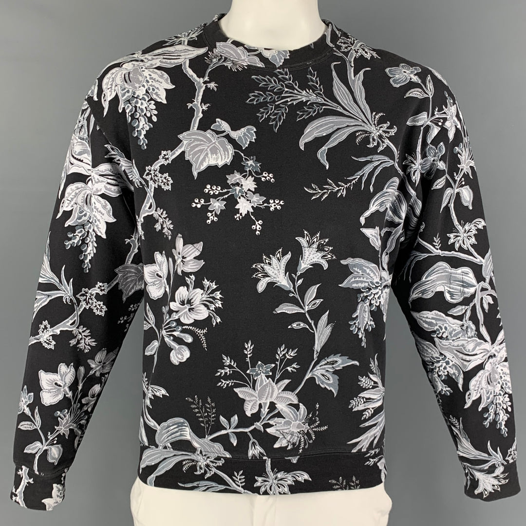 MCQ by ALEXANDER MCQUEEN Size M Black White Print Cotton Crew-Neck Pullover