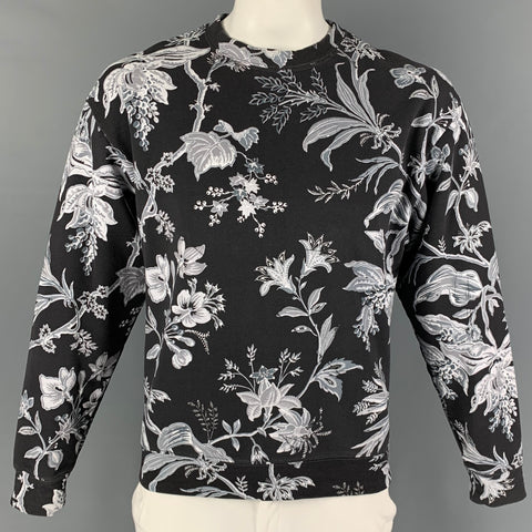 MCQ by ALEXANDER MCQUEEN Size M Black White Print Cotton Crew-Neck Pullover
