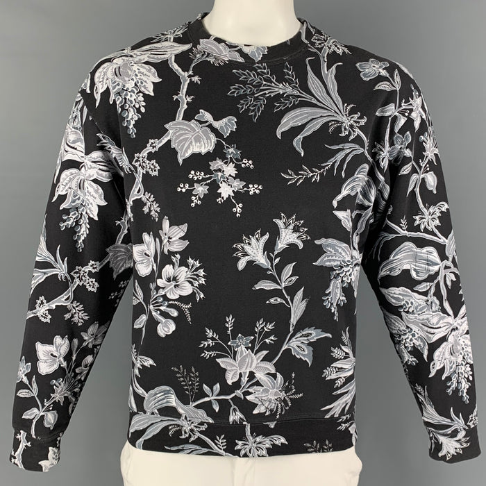 MCQ by ALEXANDER MCQUEEN Size M Black White Print Cotton Crew-Neck Pullover