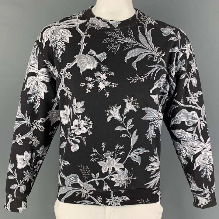 MCQ by ALEXANDER MCQUEEN Size M Black White Print Cotton Crew-Neck Pullover