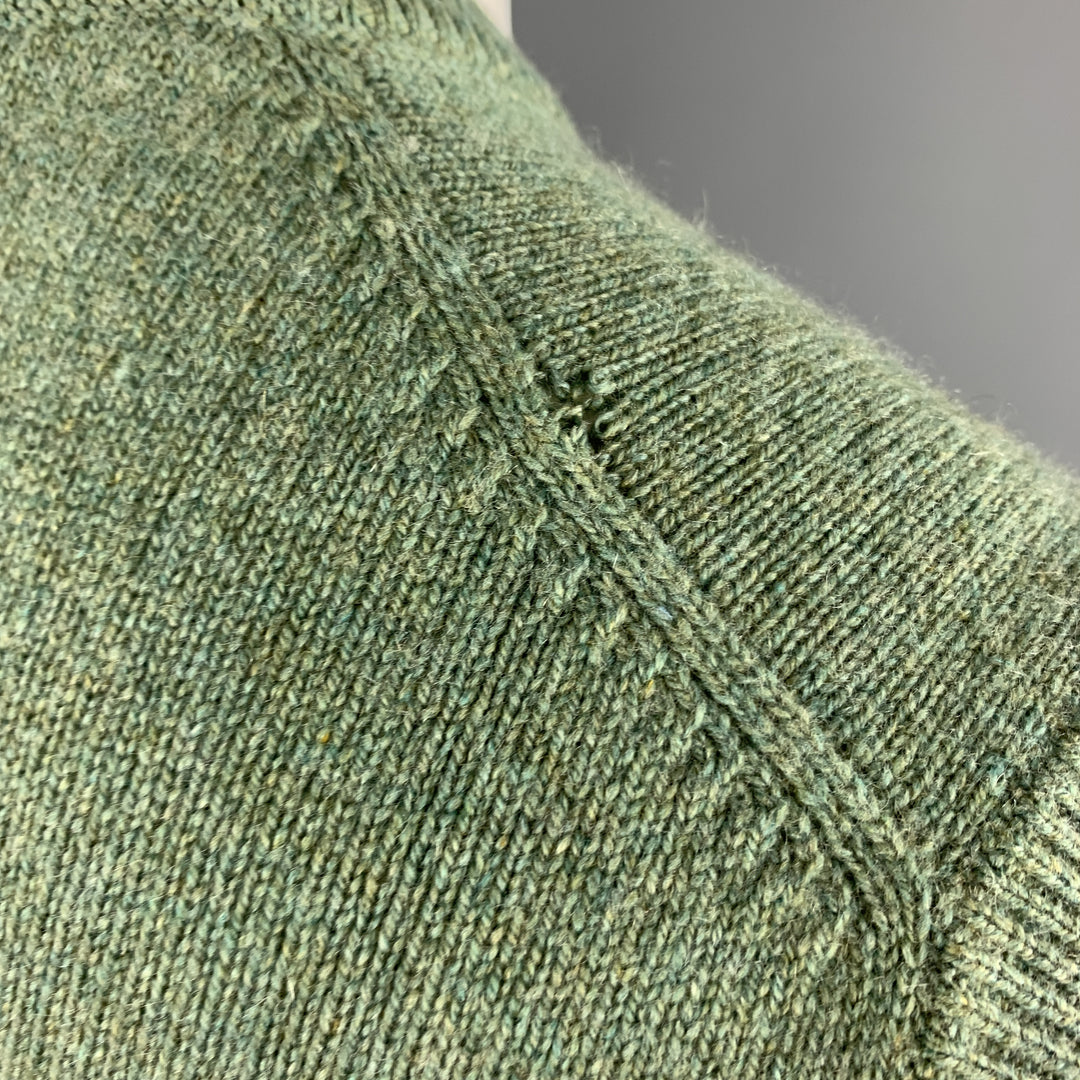 BALLANTYNE Chaleco tipo suéter con cuello en V de cachemira verde musgo talla XL