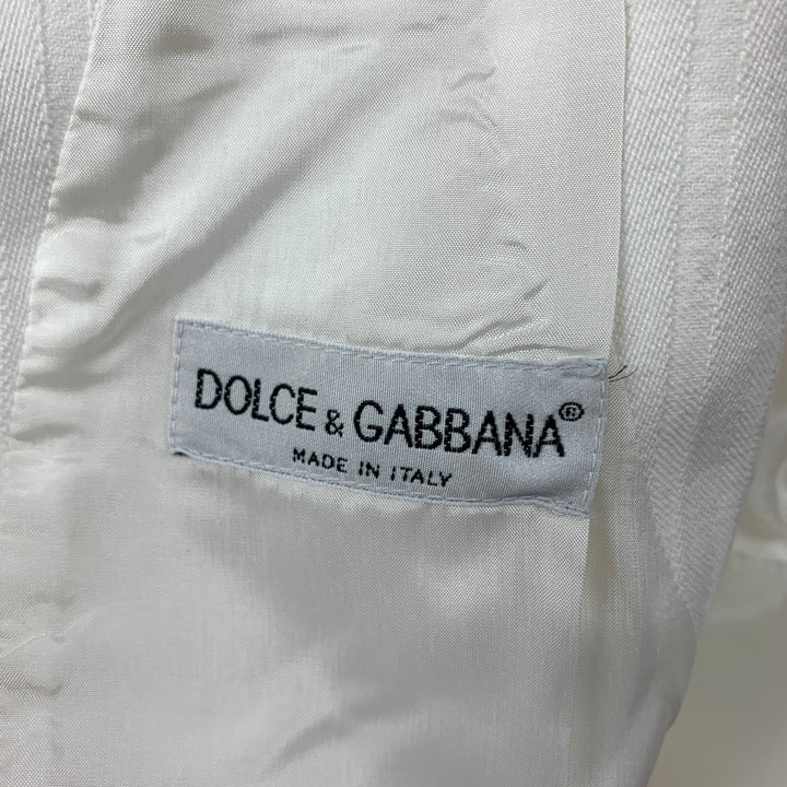 DOLCE & GABBANA Size 42 White Embroidery Cotton Buttoned Vest