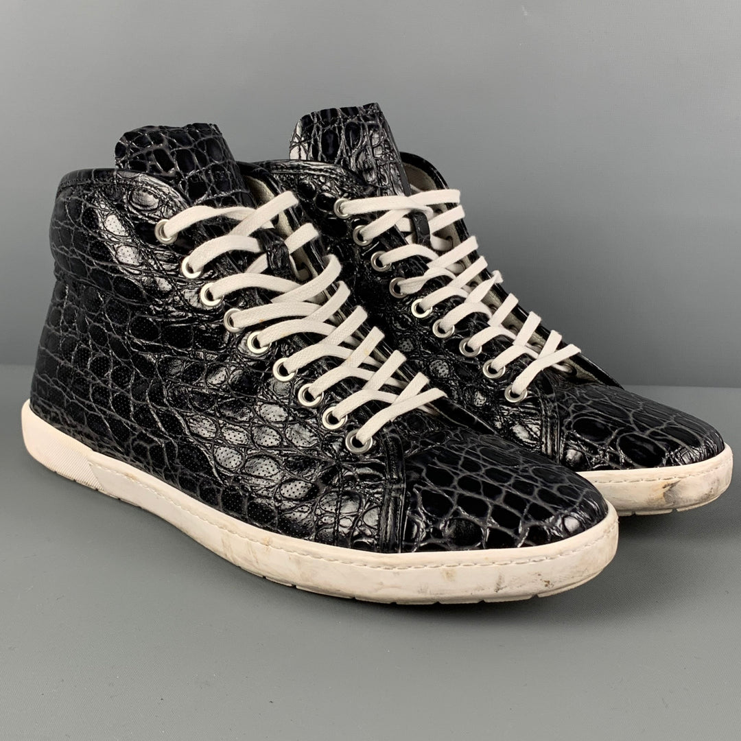Giorgio Armani Black Alligator Shoes Giorgio Armani Black Crocodile Embossed Dress Shoes ( U.S.  main image 2