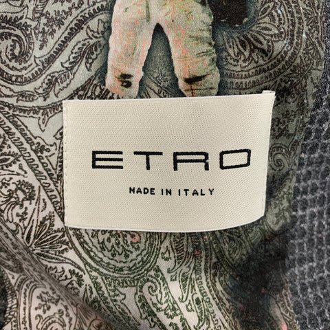 ETRO Size 40 Grey Light Grey Window Pane Wool Cotton Sport Coat