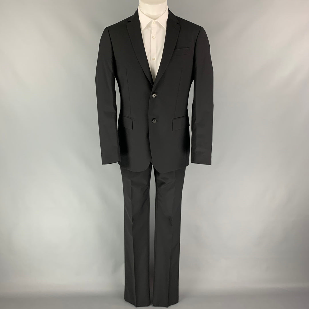 JOHN VARVATOS Hampton Size 38 Black Wool / Mohair Single Breasted Notch Lapel Suit