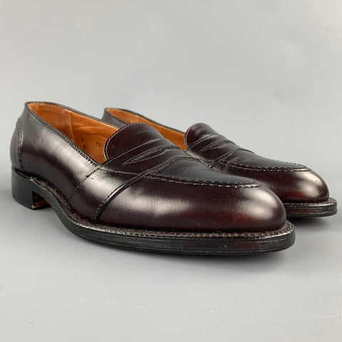ALDEN Size 7 D Burgundy Full Strap Calf Leather 683 Slip On Penny Loafers