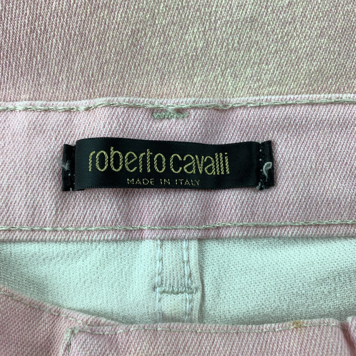 ROBERTO CAVALLI Size XS Pink Ombre Cotton Blend Zip Up Jeans