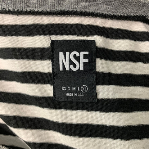 NSF Size XL Black White Stripe Cotton Polyester Long Sleeve T-shirt